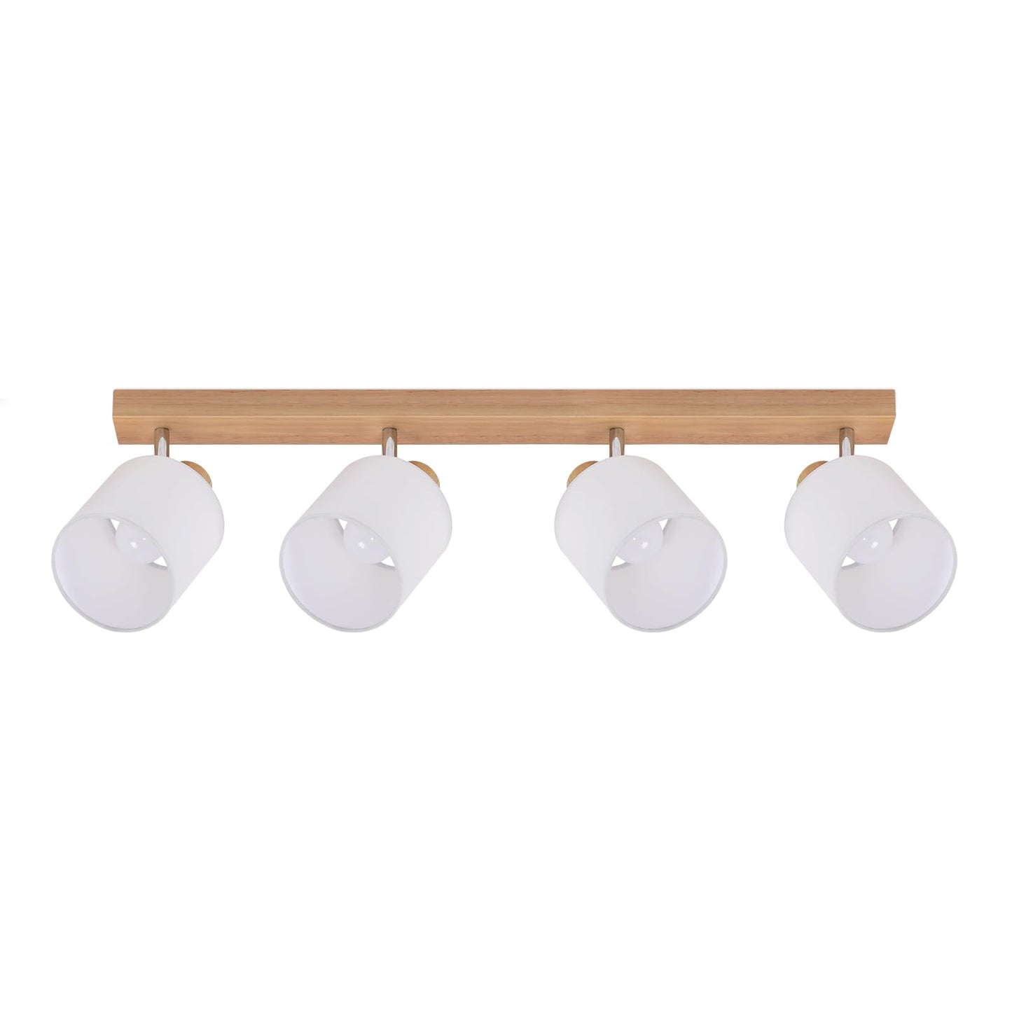 ZMH Deckenstrahler 4 Flammig Deckenlampe Wohnzimmer - Holz Deckenleuchte Modern Deckenspot E14 Schwenkbar 350¡ã MAX.25W k¨¹chenlampe Stoffschrim f¨¹r Schlafzimmer K¨¹che Flur (ohne Leuchtmittel)
