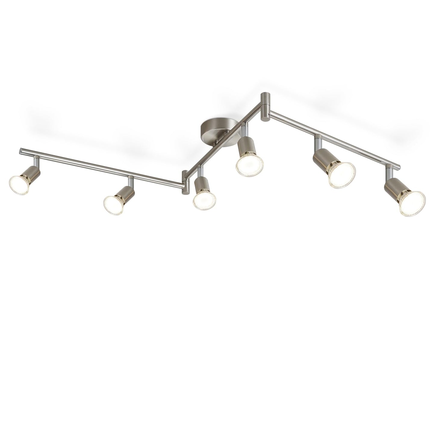 ZMH LED Deckenstrahler 6 Flammig Wohnzimmer - Deckenleuchte Modern Deckenlampe GU10 Deckenspot Schwenkbar 330¡ãDrehbar Spot Strahler Lampe Edelstahl Decke Schlafzimmer innen Ohne Leuchtmittel