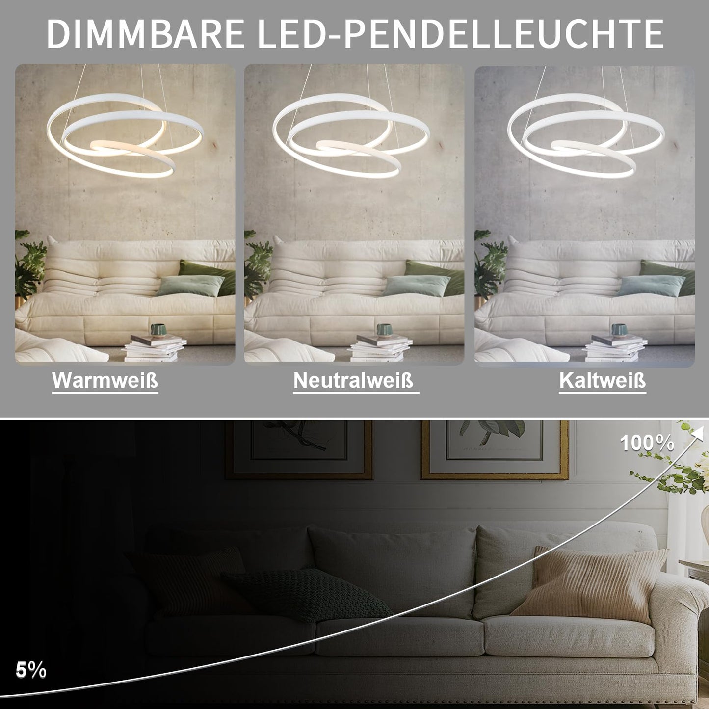 ZMH H?ngelampe LED Pendelleuchte Esstisch - H?ngeleuchte Dimmbar 55W Esstischlampe 50CM Esszimmerlampe Modern Pendellampe mit Fernbedienung Wohnzimmerlampe H?ngend f¨¹r Wohnzimmer Schlafzimmer K¨¹che