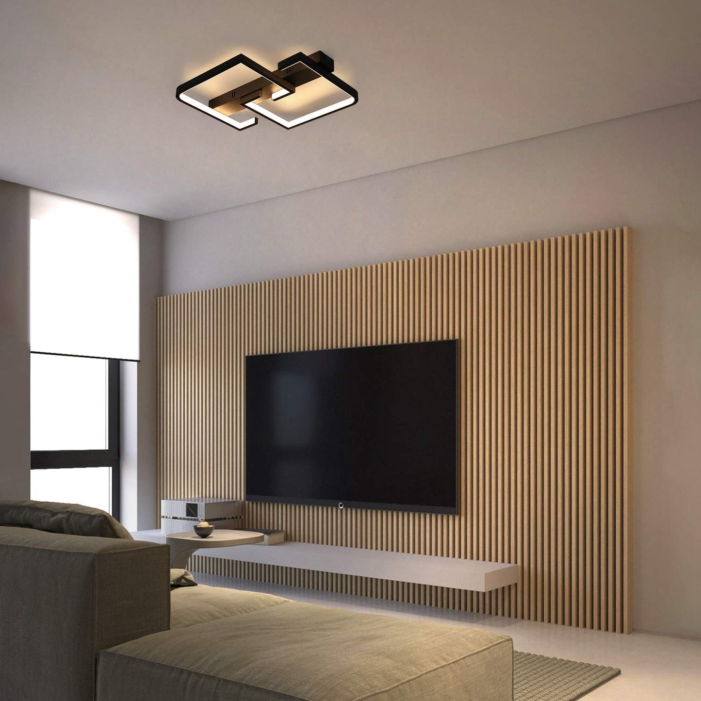 ZMH Deckenlampe LED 35W Schwarze Wohnzimmerlampe dimmbar mit Fernbedienung Modern Design Schlafzimmerlampe Esstischlampe B¨¹rolampe Flurlampe
