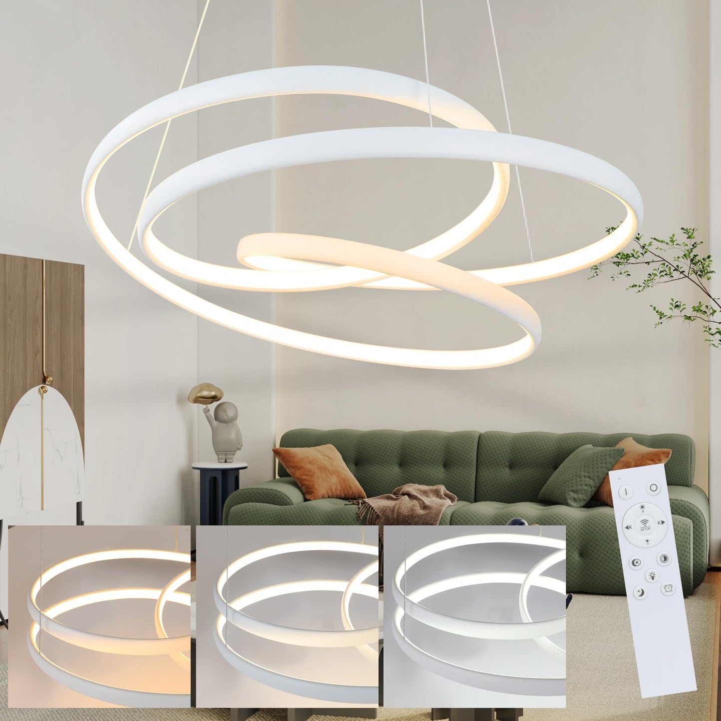 ZMH H?ngelampe LED Pendelleuchte Esstisch - H?ngeleuchte Dimmbar 55W Esstischlampe 50CM Esszimmerlampe Modern Pendellampe mit Fernbedienung Wohnzimmerlampe H?ngend f¨¹r Wohnzimmer Schlafzimmer K¨¹che