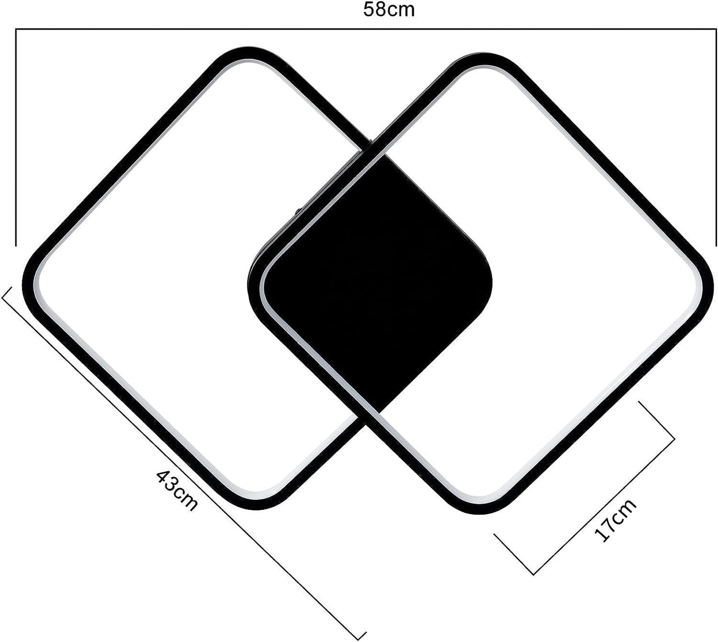 ZMH LED Deckenleuchte Wohnzimmer Deckenlampe - Schwarz Modern Wohnzimmerlampe 55W 43CM Dimmbar mit Fernbedienung Schlafzimmerlampe Metall Design k¨¹chenlampe f¨¹r Schlafzimmer Kinderzimmer