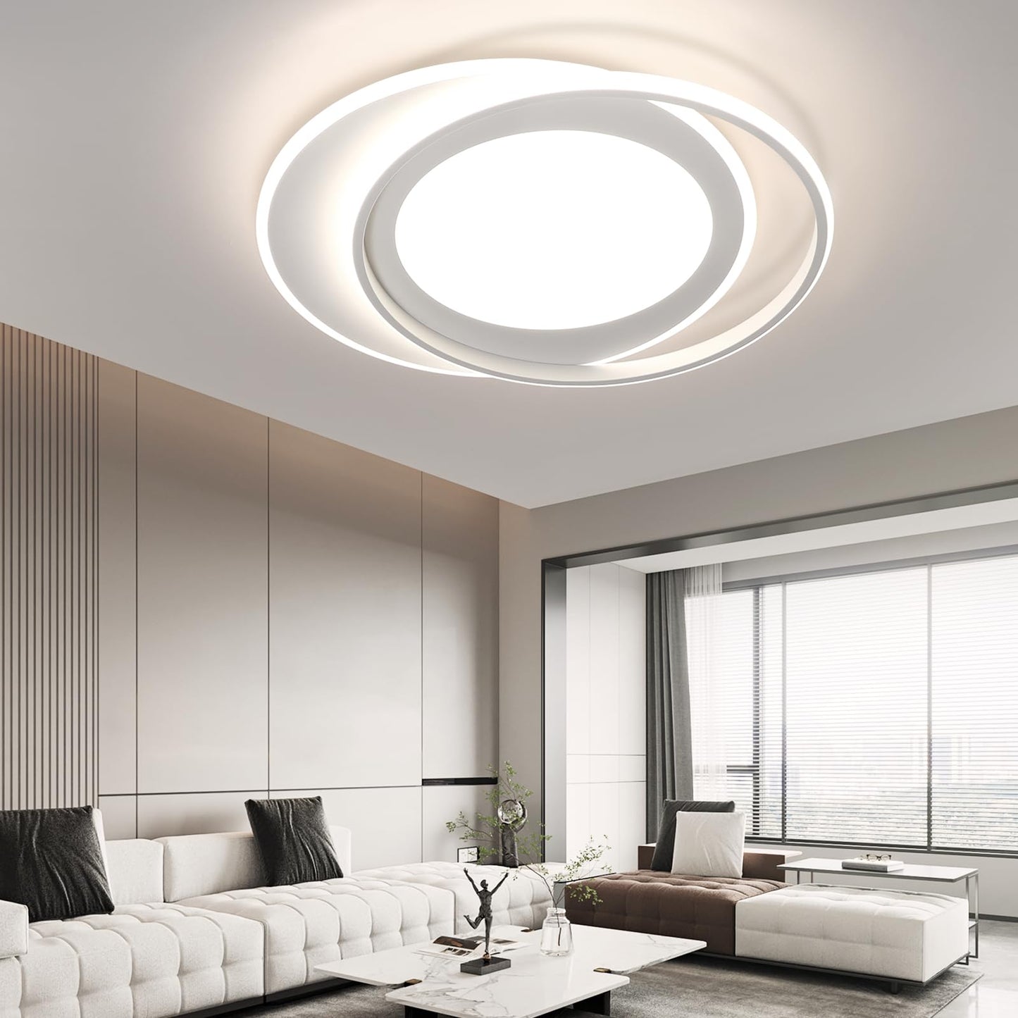 ZMH Deckenlampe LED Deckenleuchte Wohnzimmer - Wohnzimmerlampe Dimmbar Schlafzimmerlampe mit Fernbedienung Schlafzimmer 66W Deckenbeleuchtung Modern K¨¹chenlampe Ring Design 48.5cm f¨¹r Esszimmer B¨¹ro