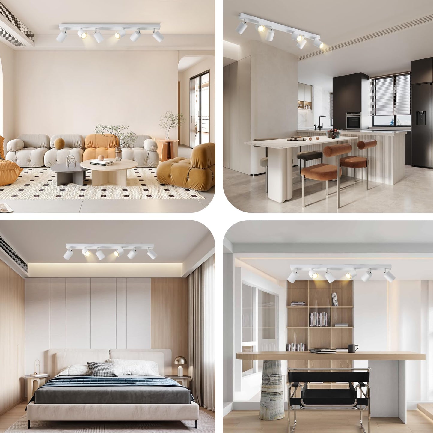 ZMH LED Deckenleuchte Wei? Deckenstrahler: GU10 Deckenlampe Spots 6 Flammig 330¡ãSchwenkbar Deckenspots Modern Flurlampe Industrial Wandstrahler f¨¹r Wohnzimmer Schlafzimmer K¨¹che Ohne Leuchtmittel