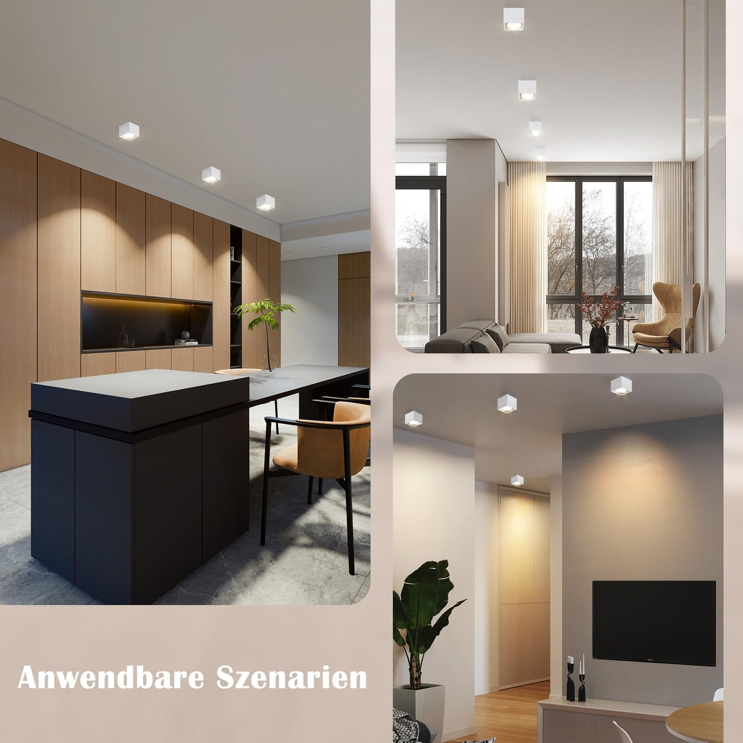 ZMH Deckenspots LED Wei? Aufbaustrahler - Spots Deckenleuchte Aufputz Warmwei? Deckenstrahler Eckig GX53 Spotleuchte 5W Flach Aufbauspot Schwenkbar f¨¹r K¨¹che Wohnzimmer Esszimmer Korridor Flur