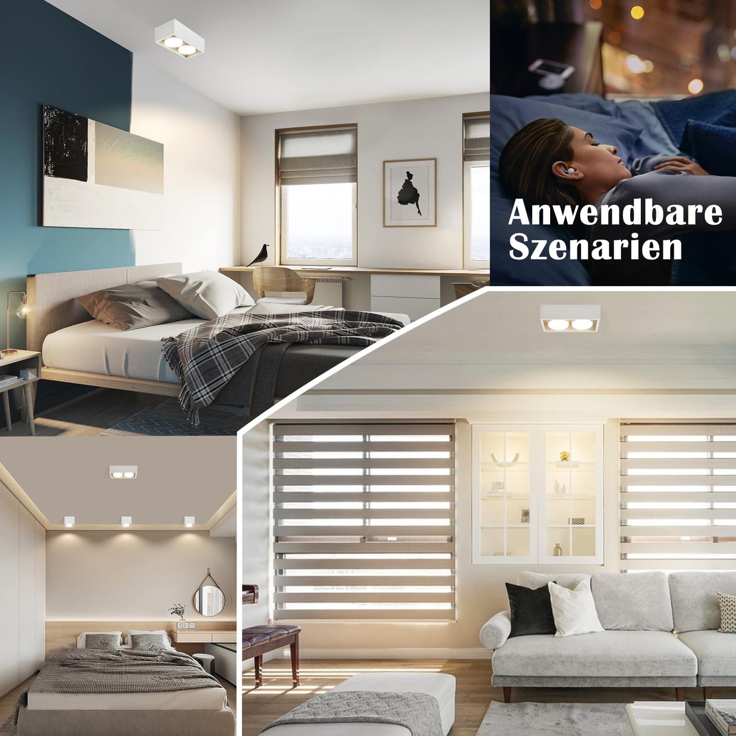 ZMH Aufbauspot LED Deckenspots - Aufbaustrahler Wei? Deckenstrahler mit 2 Flammig GX53 Schwenkbar Modern Eckig Spots Aufputz Deckenleuchte 2x5W Warmwei? Aufbauleuchte f¨¹r K¨¹che Wohnzimmer