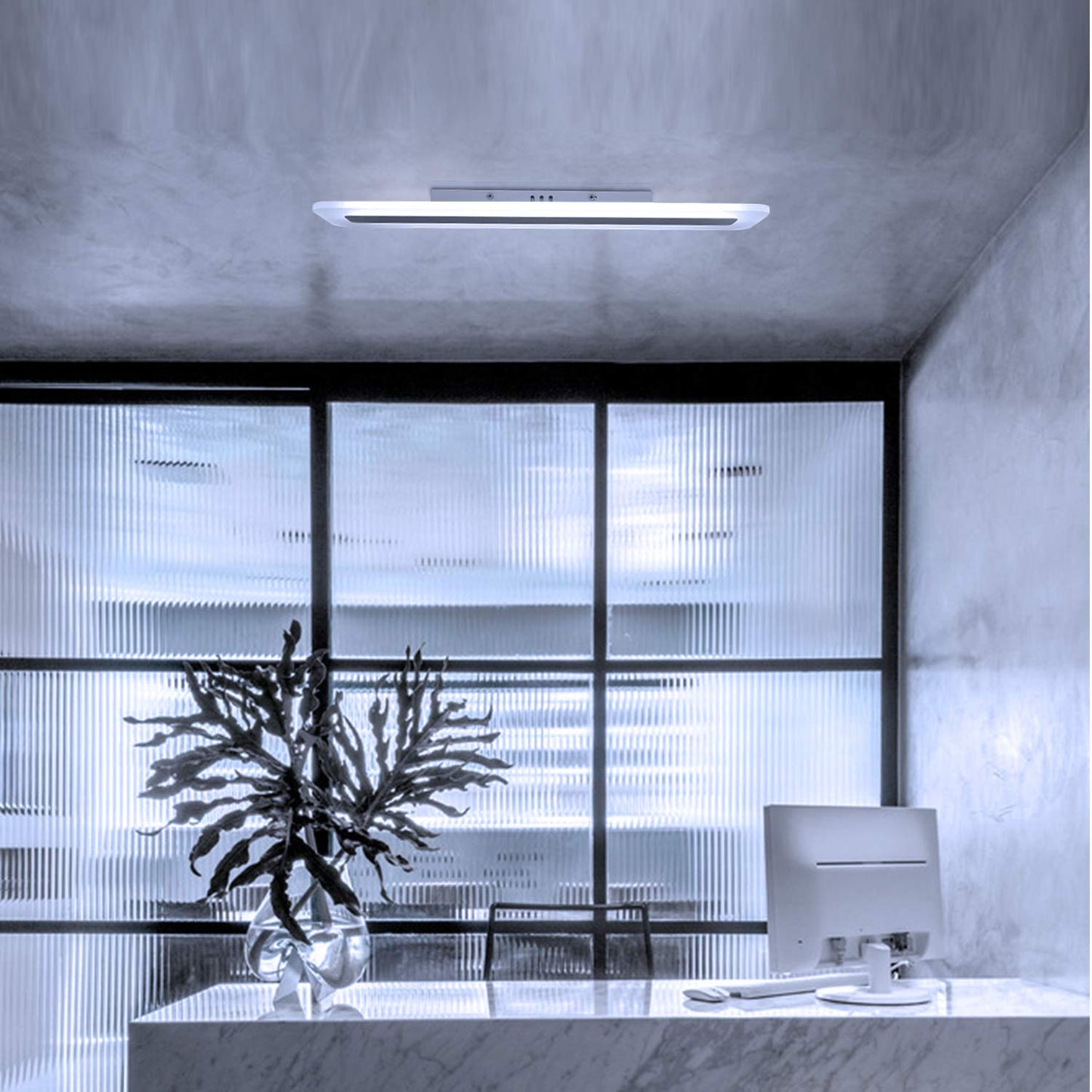 ZMH LED Deckenleuchte Deckenlampe Panel - Wohnzimmerlampe Dimmbar 60CM B¨¹rolampe Modern mit Fernbedienung Schlafzimmerlampe Flach K¨¹chenlampe Acryl Wei? Lang f¨¹r Flur Wohnzimmer Schlafzimmer B¨¹ro