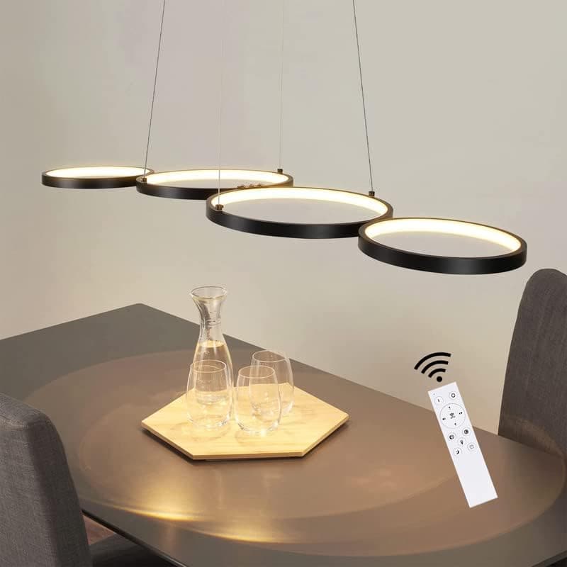 ZMH Pendellampe LED Pendellampe Dimmbar mit Fernbedienung Esstischlampe Esstisch Schwarz H?ngelampe Ring 54W H?henverstellbar Pendelleuchte f¨¹r Wohnzimmer Schlafzimmer Arbeitszimmer B¨¹ro Esszimmer