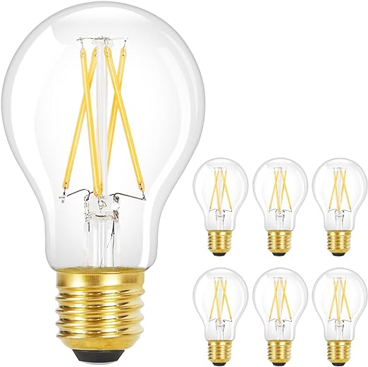 ZMH 6 St¨¹ck LED Gl¨¹hbirne E27 Vintage Lampe - A60 Warmweiss Filament Leuchtmittel Edison Retro Gl¨¹hlampe 2700K 4W Warmwei? Birne Glas Antike Energiesparlampe f¨¹r Hotel Haus Caf¨¦ Bar