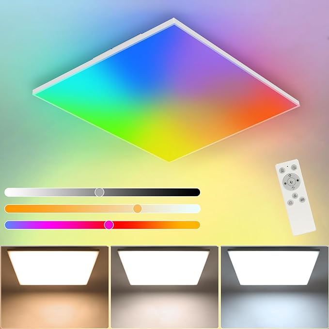 ZMH LED Deckenleuchte Dimmbar Fernbedienung -18W RGB Farbwechsel Deckenlampe Eckig 30CM Flach LED Panel 3000K-6500K f¨¹r Schlafzimmer Kinderzimmer K¨¹che Wohnzimmer Badezimmer