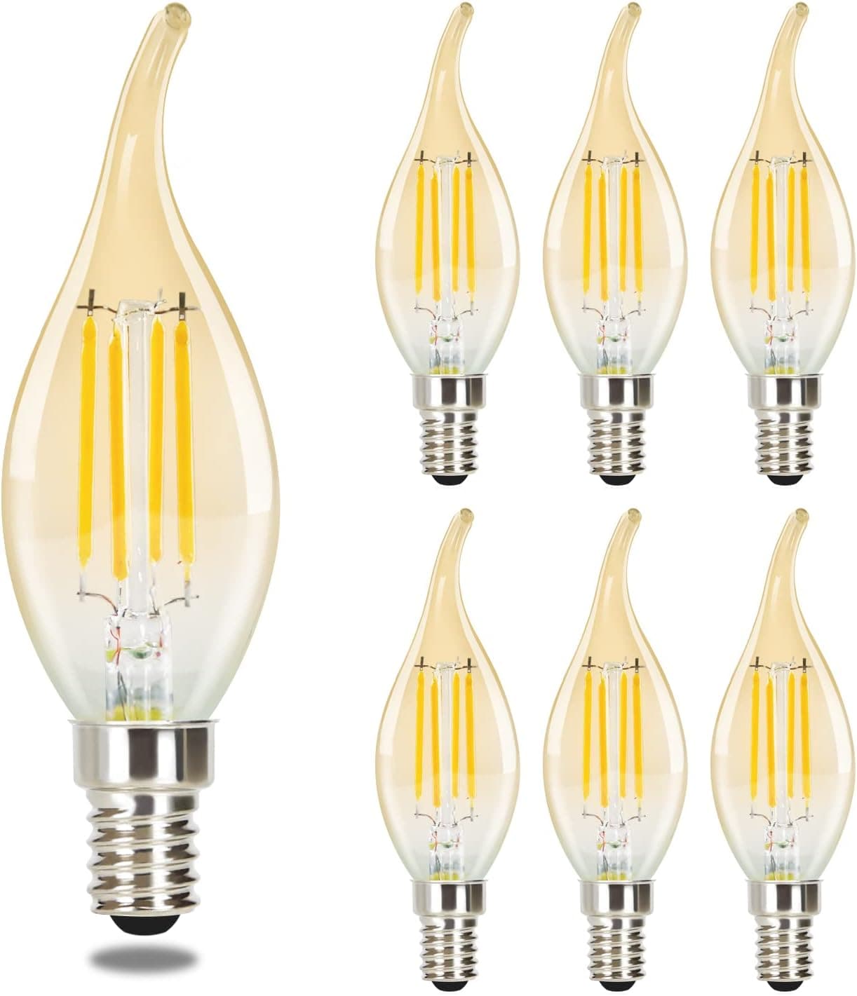 ZMH 6 St¨¹ck LED Gl¨¹hbirne E14 Vintage Lampe - C35L Warmweiss kerze Leuchtmittel Edison Retro Light Bulb 4W Gl¨¹hlampe Filament Birne Glas Antike Energiesparlampe f¨¹r Haus Hotel Bar Caf¨¦ ZMH-Lichtstein