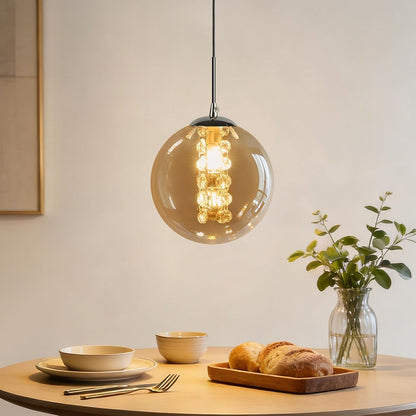 ZMH Pendelleuchte Glas Hängelampe Modern - 1 Flammig Bernstein