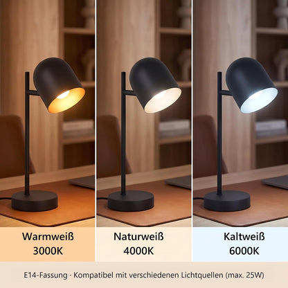 ZMH Tischlampe mit Kabel Nachttischlampe Vintage Tischleuchte e14