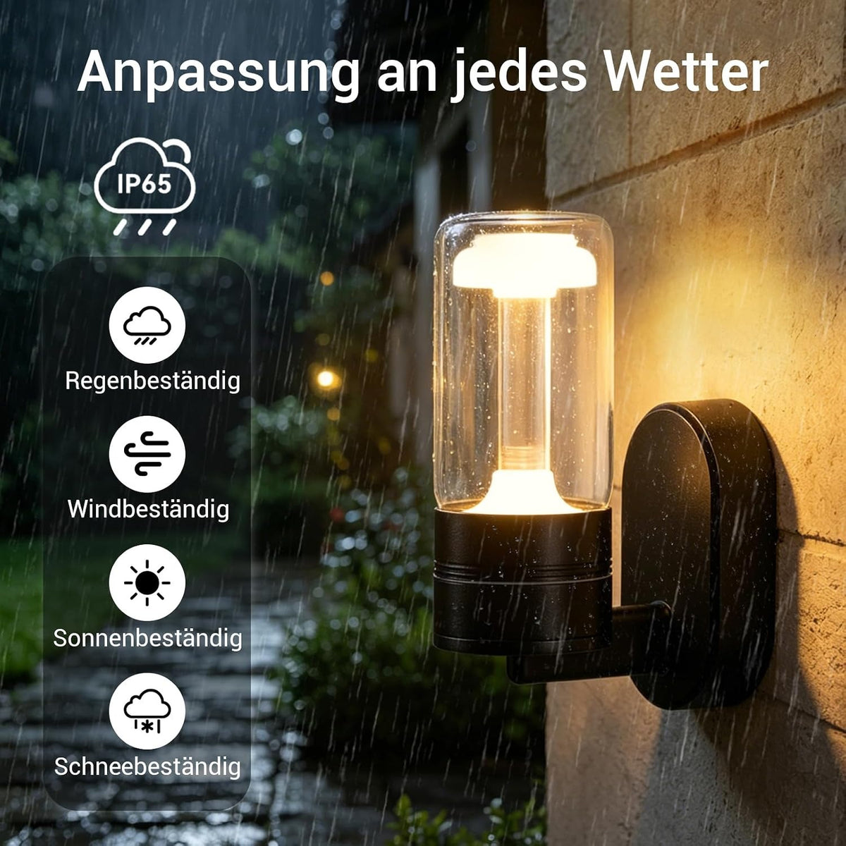 ZMH LED Wandleuchte Aussen Außenlampe Schwarz 10W 3000K Glas