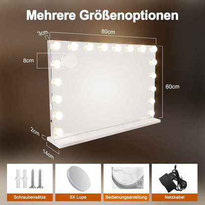 ZMH Schminkspiegel Mit Beleuchtung,80 x 60 cm Groß Hollywood Spiegel