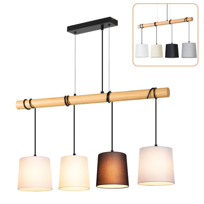 ZMH  Pendelleuchte Esstisch H?ngelampe Vintage - Esszimmerlampe Holz E14 H?ngeleuchte 4 Flammig K¨¹che Wei? Esstischlampe aus Stoff Pendellampe Metall f¨¹r Esszimmer Wohnzimmer Arbeitzimmer B¨¹ro