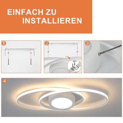 ZMH LED Deckenleuchte Flach Wohnzimmer - Wohnzimmerlampe 48W Dimmbar Deckenlampe Metall Schlafzimmerlampe Weiß mit Fernbedienung 3000K-6500K Modern für Schlafzimmer Kinderzimmer Büro Balkon