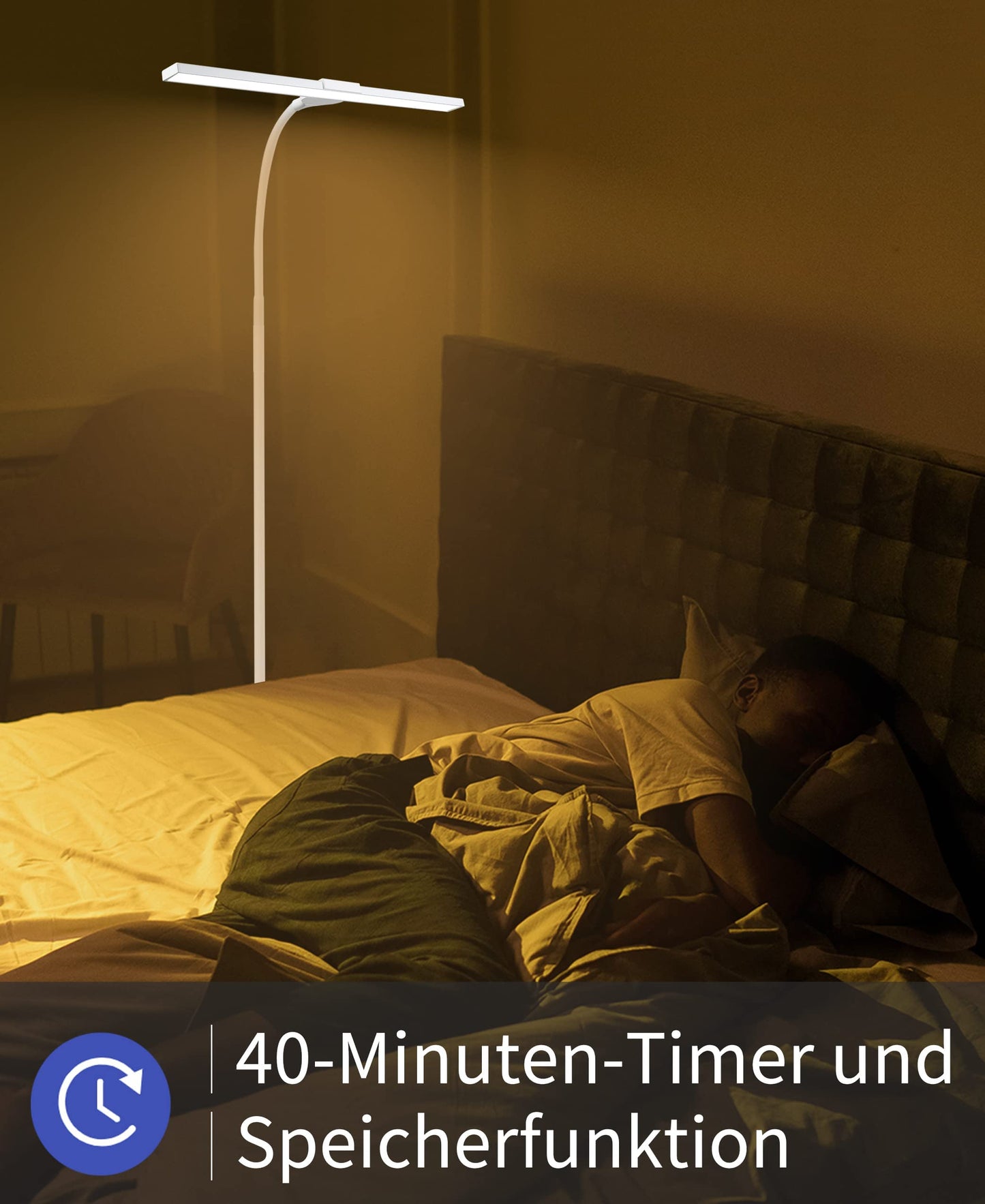 ZMH LED Stehlampe Stehleuchte Dimmbar - Modern Touch Control Leselampe Wohnzimmer 10W mit Timer und Memory Funktion Touch Flexibler Schwanenhals Modern Standleuchte für Schlafzimmer