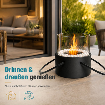 ZMH Bio-Ethanol Tischfeuer mit Tragegriff – Zylindrisch, Tragbar für Innen & Außen
