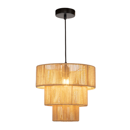ZMH Hängelampe Esstisch Pendelleuchte Wohnzimmer: Rattan Boho Hängeleuchte Schlafzimmer Ø35cm Esstischlampe Hängend 1-flammig Esszimmerlampe E27 Pendellampe für Küche Flur Bar Resturant