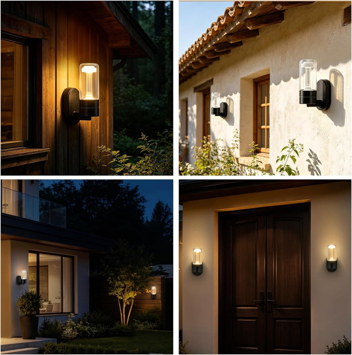 ZMH LED Wandleuchte Aussen Außenlampe Schwarz 10W 3000K Glas