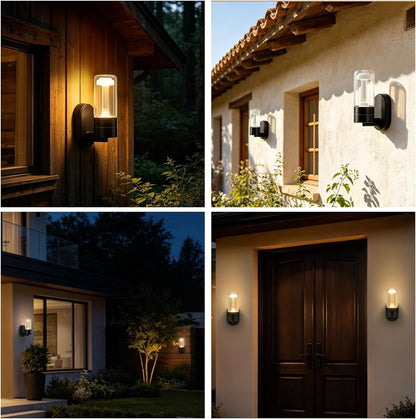 ZMH LED Wandleuchte Aussen Außenlampe Schwarz 10W 3000K Glas