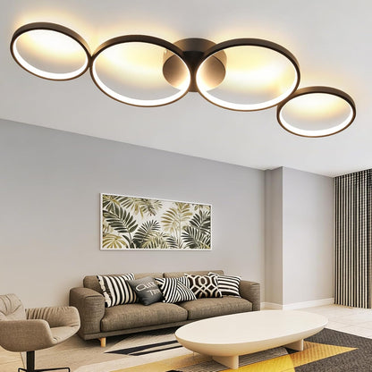 ZMH LED Deckenlampe Modern, 4-flammig in Ring-Optik, 37W Warmweiß 3000K, Deckenleuchte Rund 89cm aus Aluminium
