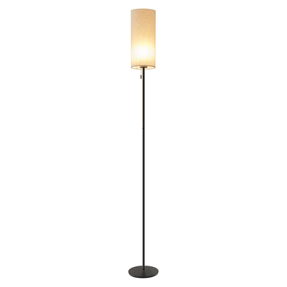 ZMH Stehlampe Wohnzimmer Dimmbar Stehleuchte: LED Standleuchte 3 Farbtemperaturen Vintage Beige Lampenschirm Standlampe mit Seilzugschalter Retro Stoff Leselampe f¨¹r Schlafzimmer Esszimmer B¨¹ro