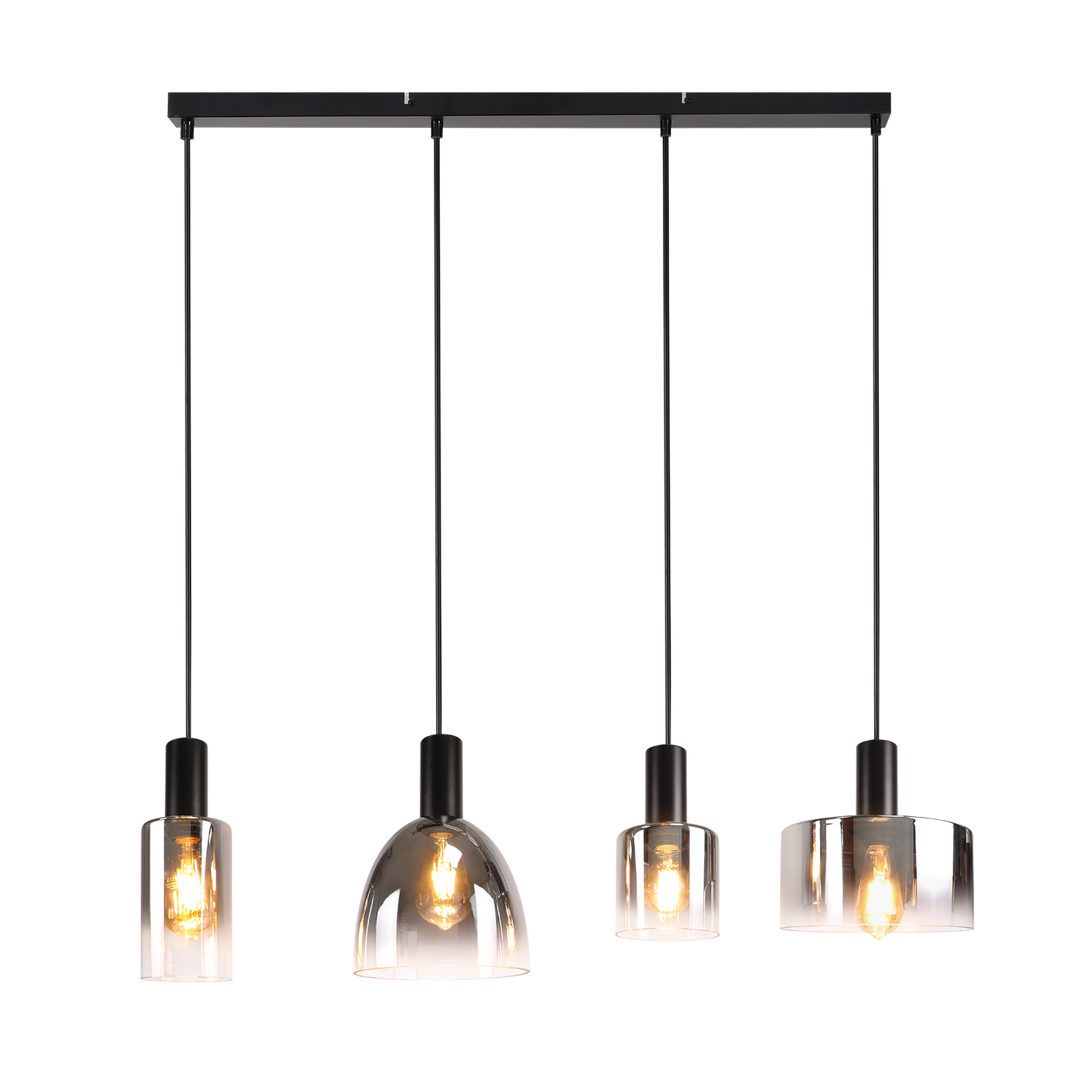 Pendelleuchte H?ngelampe Esstisch 4 Flammig H?ngeleuchte- E27 Vintage Esszimmerlampe H?ngend Pendellampe H?henverstellbar Glas Retro f¨¹r Schlafzimmer Wohnzimmer (ohne Leuchtmittel)
