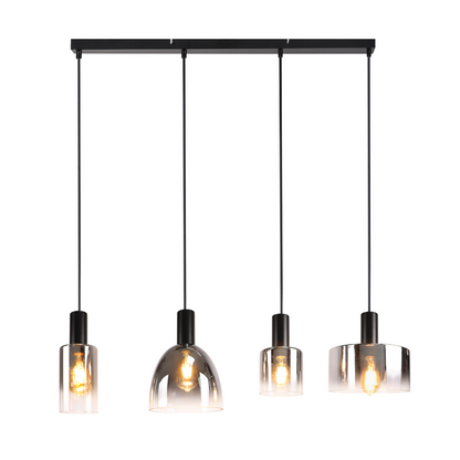 Pendelleuchte H?ngelampe Esstisch 4 Flammig H?ngeleuchte- E27 Vintage Esszimmerlampe H?ngend Pendellampe H?henverstellbar Glas Retro f¨¹r Schlafzimmer Wohnzimmer (ohne Leuchtmittel)