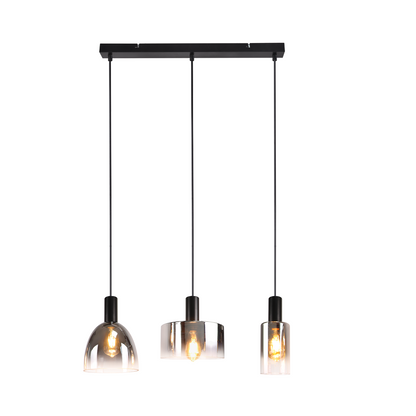 H?ngelampe Esszimmerlampe 3 Flammig H?ngeleuchte- E27 Vintage Esstisch Pendelleuchte H?henverstellbar Glas Schwarz Pendellampe H?ngend f¨¹r Schlafzimmer k¨¹che (ohne Leuchtmittel)