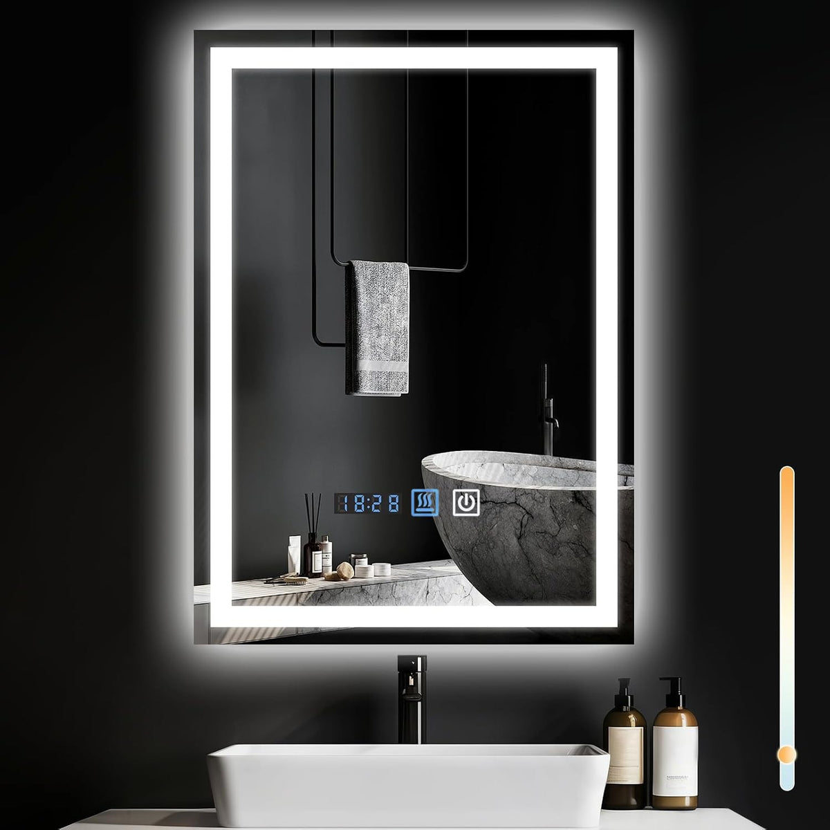 ZMH Spiegel Bad Badspiegel mit Beleuchtung,60x100cm LED Wandspiegel