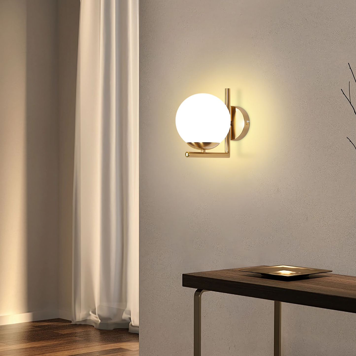 Wandleuchte Innen Wandlampe Schlafzimmer - Wandbeleuchtung Treppenhaus Glaskugel Vintage Gold Glas Lampenschirm Flurlampe Badezimmer E27 Modern Design Beleuchtung f¨¹r Flur Bad - Ohne Leuchtmittel