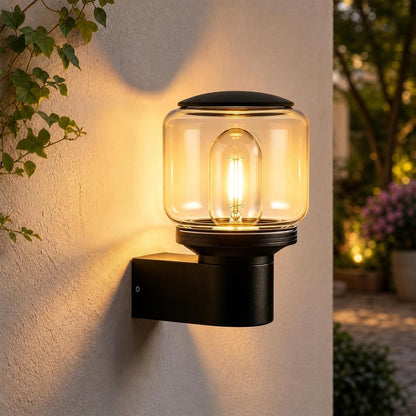 ZMH LED Wandleuchte Aussen Außenlampe Schwarz 10W 3000K Glas
