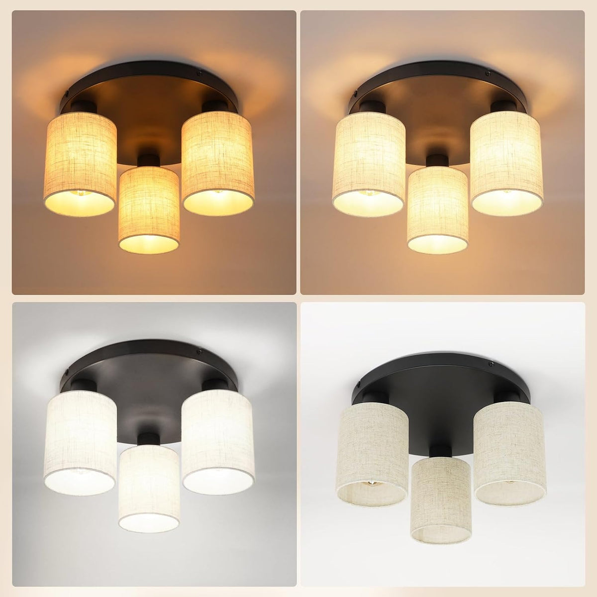 ZMH Deckenlampe 3 Flammig Deckenleuchte Flur Schlafzimmerlampe