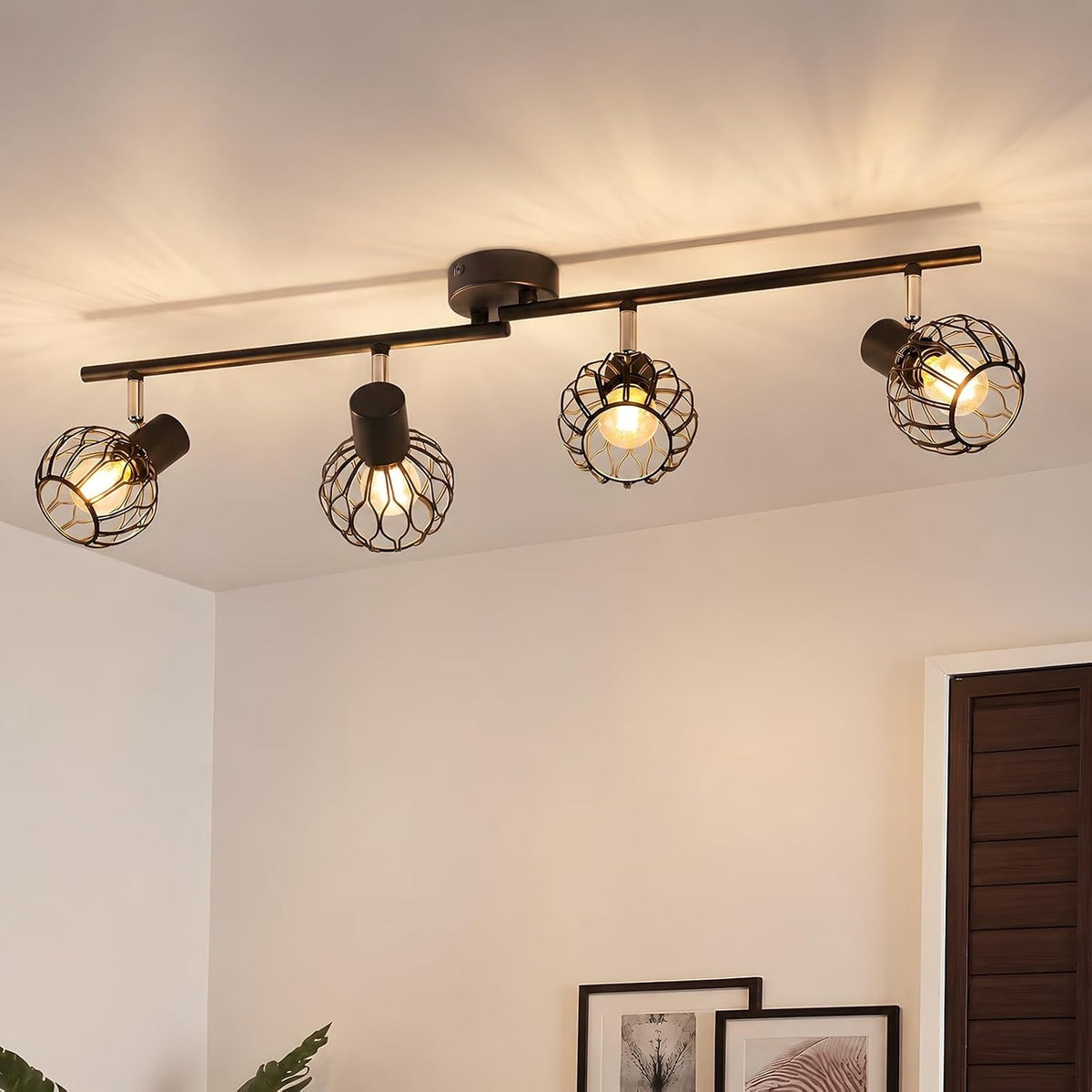 ZMH LED Deckenstrahler Schwarz-Grau-Weiß, E14 Deckenlampe 4 Flammig Schwenkbar