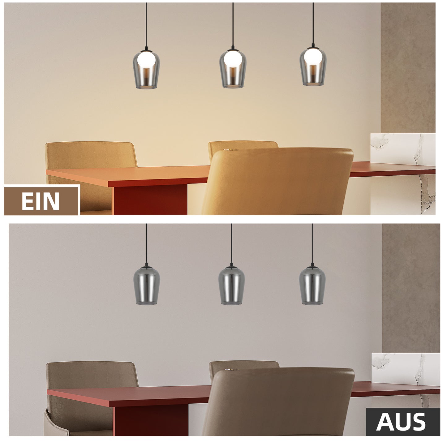 Pendelleuchte Schlafzimmer H?ngelampe Schwarz - 1 Flammig H?ngeleuchte Glas Esstischlampe H?ngend G9 Nachtisch Pendellampe H?henverstellbar f¨¹r Wohnzimmer Esstisch Flur (ohne Leuchtmittel)