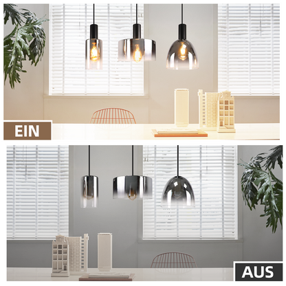 H?ngelampe Esszimmerlampe 3 Flammig H?ngeleuchte- E27 Vintage Esstisch Pendelleuchte H?henverstellbar Glas Schwarz Pendellampe H?ngend f¨¹r Schlafzimmer k¨¹che (ohne Leuchtmittel)