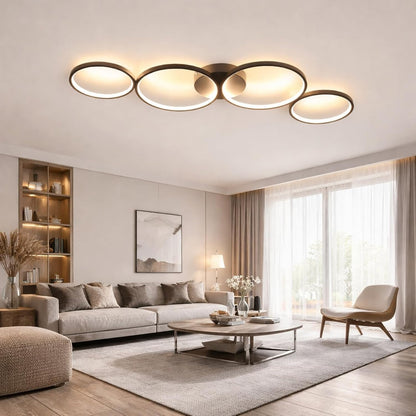 ZMH LED Deckenlampe Modern, 4-flammig in Ring-Optik, 37W Warmweiß 3000K, Deckenleuchte Rund 89cm aus Aluminium