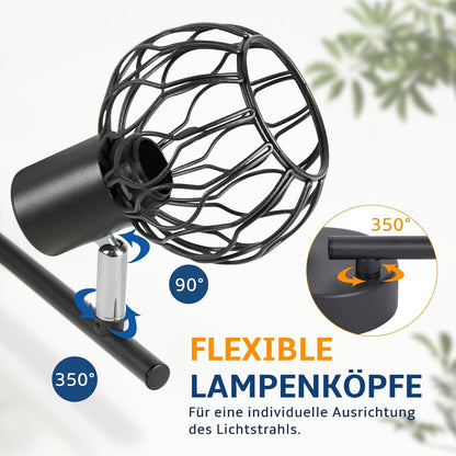 ZMH LED Deckenstrahler Schwarz-Grau-Weiß, E14 Deckenlampe 4 Flammig Schwenkbar