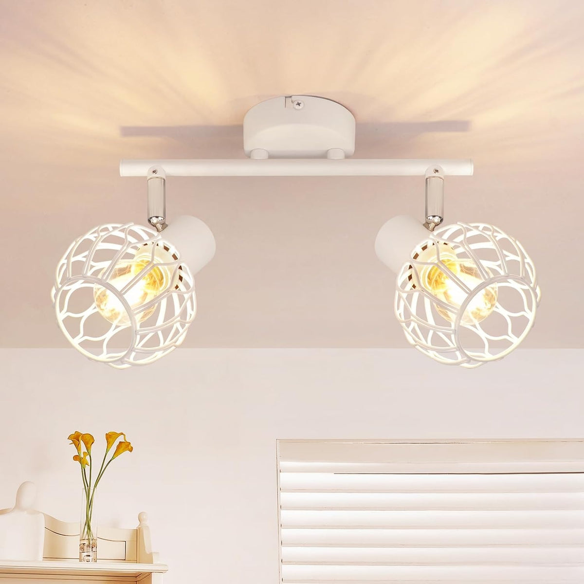 ZMH LED Deckenstrahler Schwarz-Grau-Weiß, E14 Deckenlampe 4 Flammig Schwenkbar