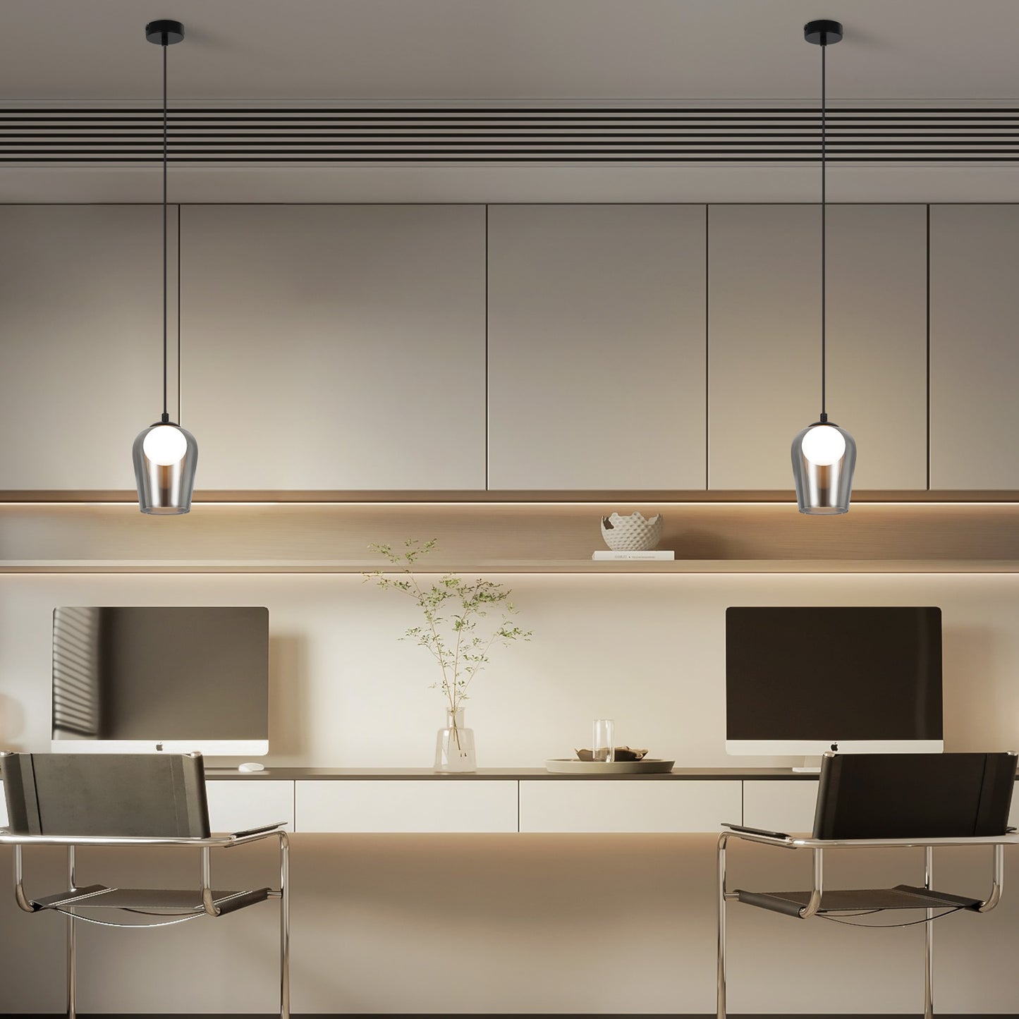 Pendelleuchte Schlafzimmer H?ngelampe Schwarz - 1 Flammig H?ngeleuchte Glas Esstischlampe H?ngend G9 Nachtisch Pendellampe H?henverstellbar f¨¹r Wohnzimmer Esstisch Flur (ohne Leuchtmittel)