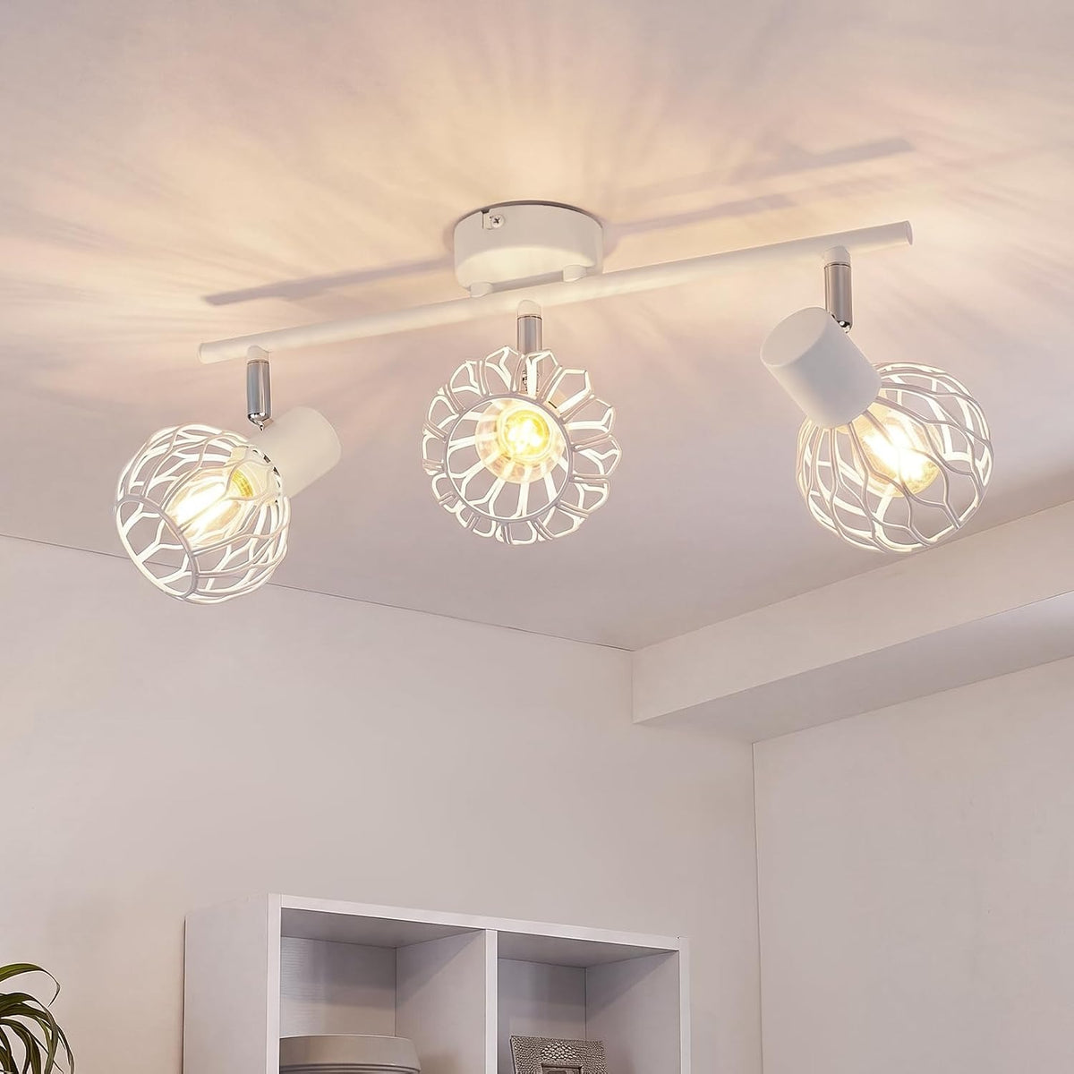 ZMH LED Deckenstrahler Schwarz-Grau-Weiß, E14 Deckenlampe 4 Flammig Schwenkbar