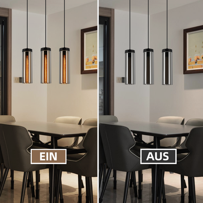 H?ngelampe Vintage Esstisch Pendelleuchte Schwarz - 3 Flammig H?ngeleuchte H?henverstellbar E27 Esstischlampe H?ngend Pendellampe Glas f¨¹r K¨¹chen Schlafzimmer Wohnzimmer (ohne Leuchtmittel)