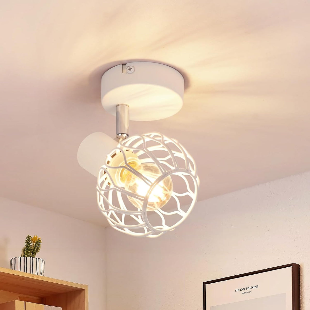 ZMH LED Deckenstrahler Schwarz-Grau-Weiß, E14 Deckenlampe 4 Flammig Schwenkbar