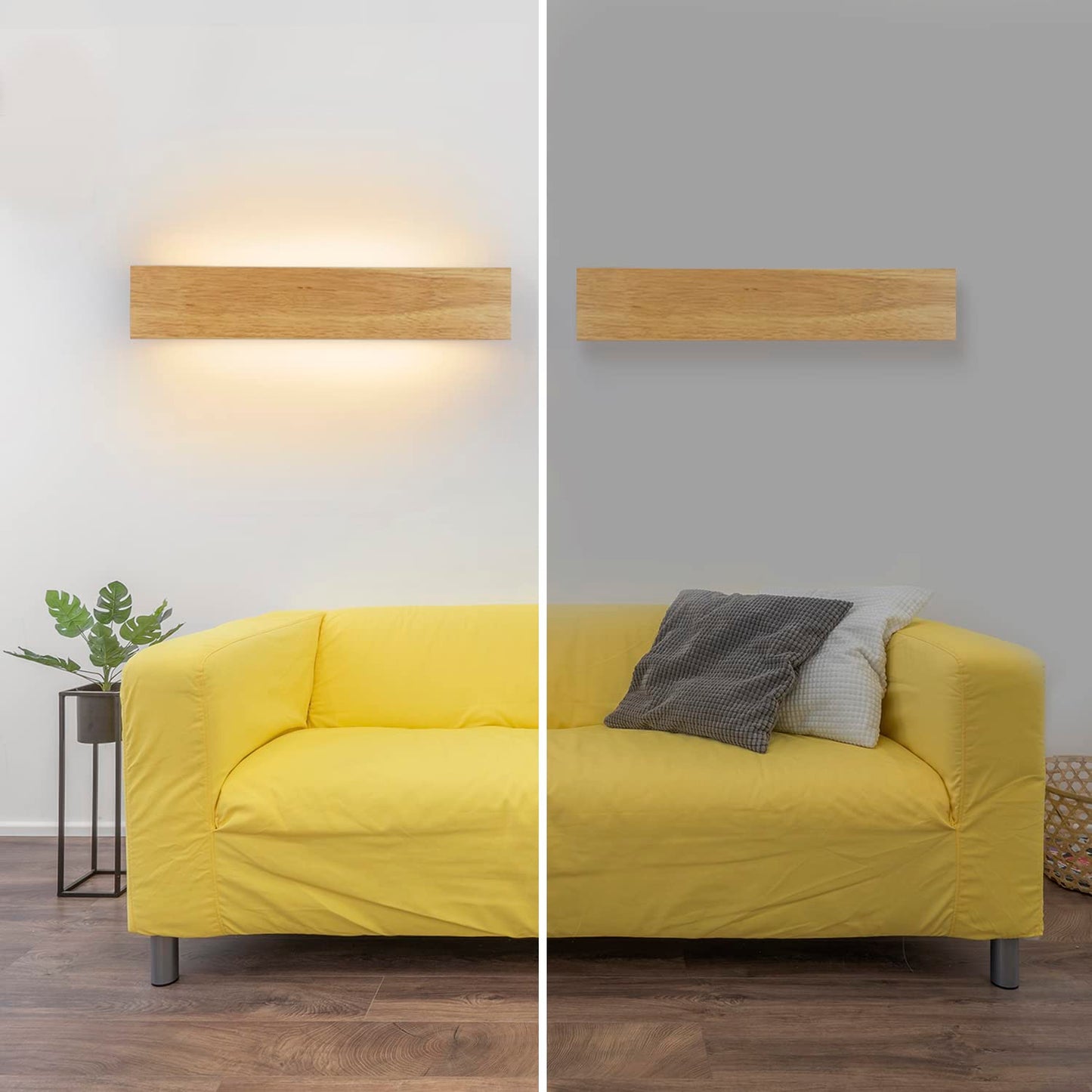 ZMH LED Wandleuchte innen Wandlampe - 52CM Holz Modern Flurlampe Up und Down Design 17W Treppenhauslampe Indirekt 3000K Warmweiß Wandbeleuchtung für Wohnzimmer Schlafzimmer Flur Treppenhaus Bett Küche