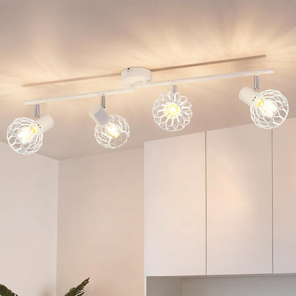 ZMH LED Deckenstrahler Schwarz-Grau-Weiß, E14 Deckenlampe 4 Flammig Schwenkbar
