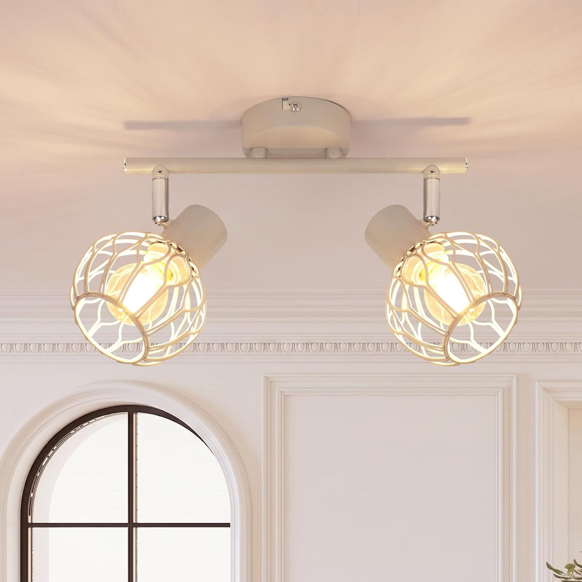 ZMH LED Deckenstrahler Schwarz-Grau-Weiß, E14 Deckenlampe 4 Flammig Schwenkbar