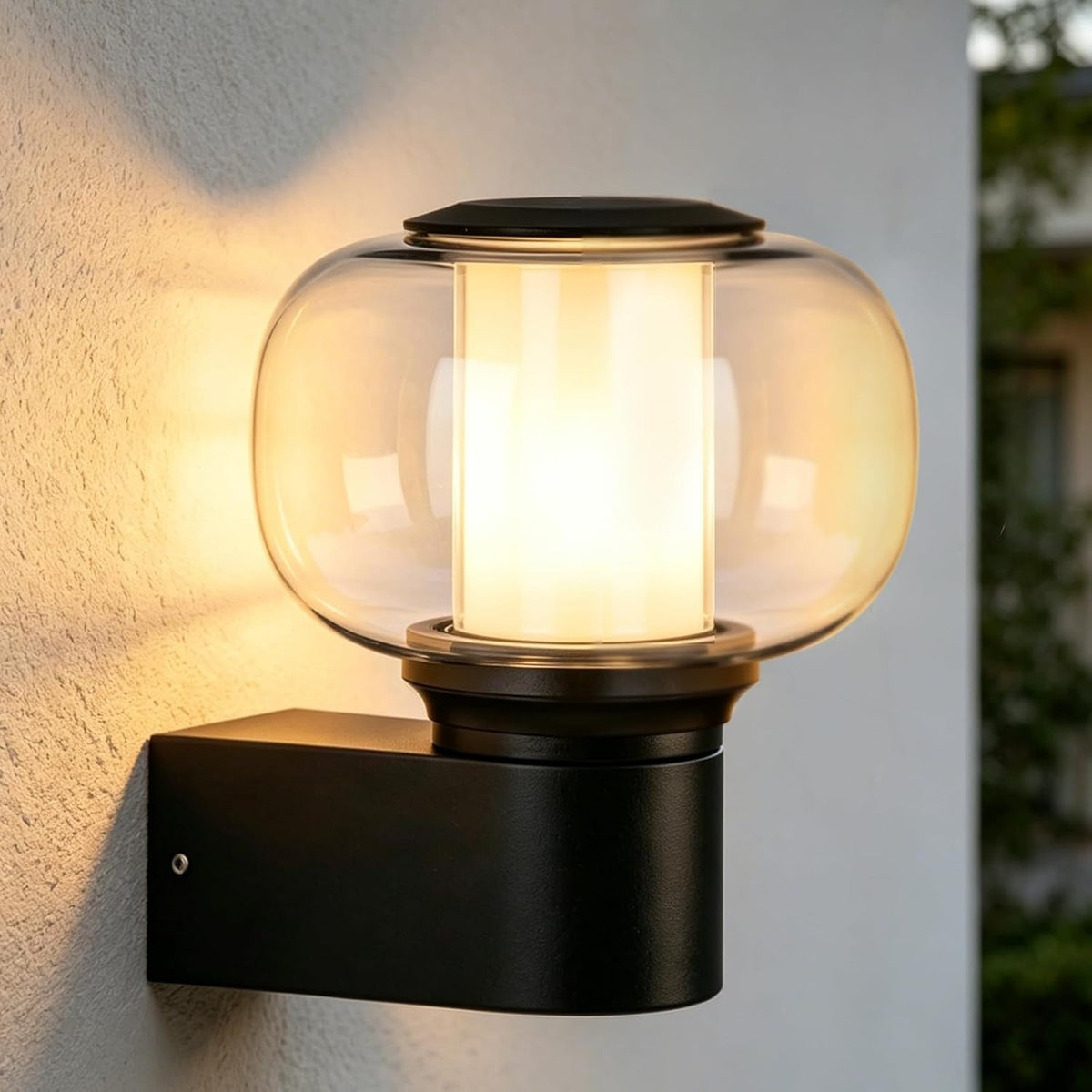 ZMH LED Wandleuchte Aussen Außenlampe Schwarz 10W 3000K Glas