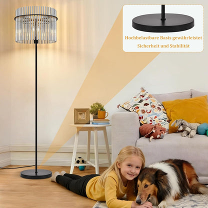 ZMH Stehlampe Schwarz Stehleuchte Glas Standleuchte Wohnzimmer E27